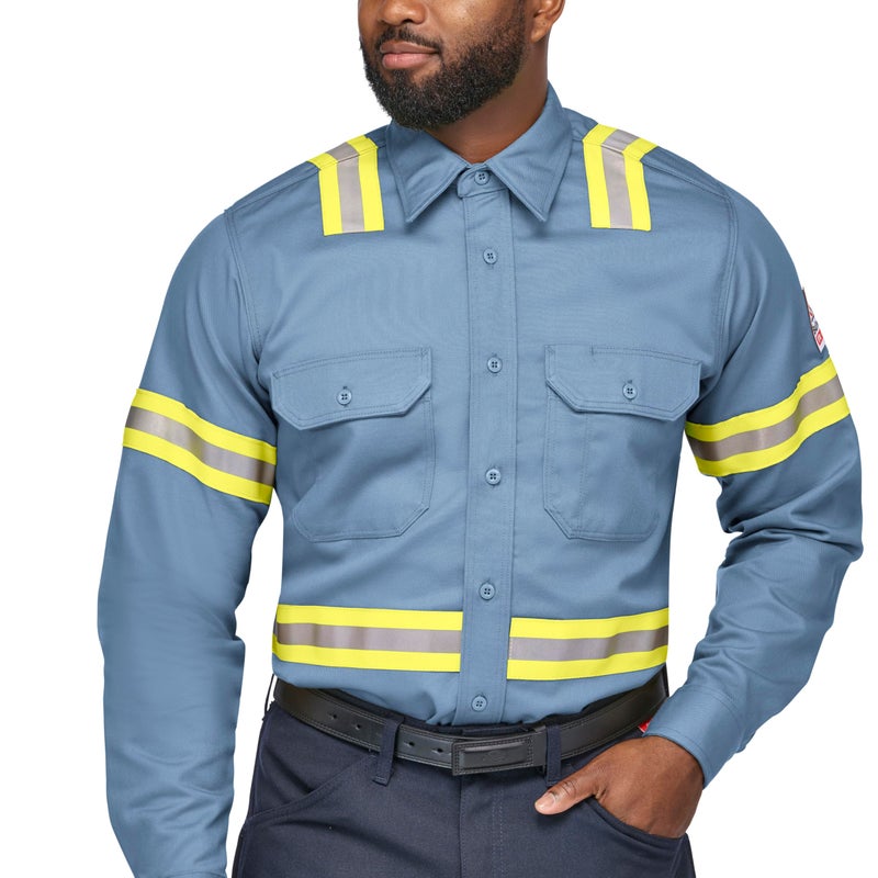 Bulwark FR قميص موحد للرجال من بولوارك بوزن متوسط مع رؤية محسّنة، أزرق فاتح، كبير - Image 4